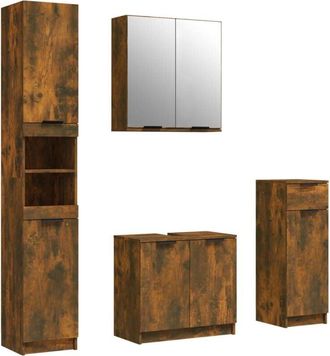vidaXL Vidaxl - 4 Piece Bathroom Cabinet Set Smoked Oak Engineered Wood