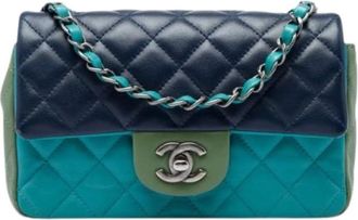 Chanel Pre-owned Flap Bag - Dames - Vintage Schoudertas - Blauw - ONE Size - Leer - Vintage