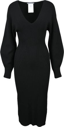 Alberta Ferretti Long Knit Dress Black