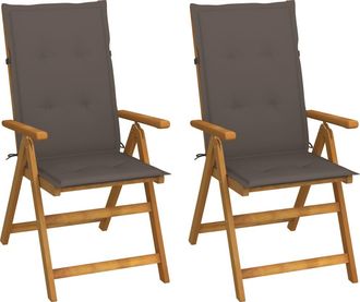 vidaXL Sillas De Jard&iacute;n Reclinables 2 Uds Madera Maciza Acacia Cojines Vidaxl