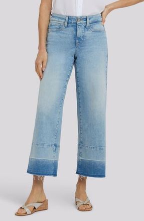 NYDJ Teresa Raw Hem Wide Leg Ankle Jeans in Oasis Sand at Nordstrom, Size 12