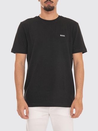 HUGO BOSS T-shirt girocollo in cotone con logo a contrasto sul petto
