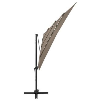 Berkfield Home Harmful 4-Tier Parasol with Aluminium Pole Taupe 250x250 cm