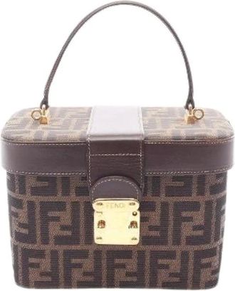 Fendi Pre-owned Handbags, female, Brown, Size: ONE SIZE Pre-owned Zucca Canvas Leather Handbag