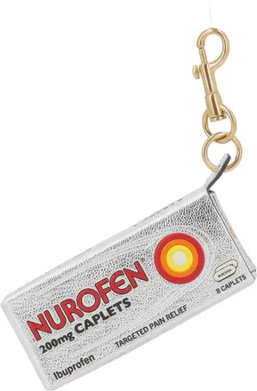 Anya Hindmarch Nurofen-Inspired Metallic Leather Keychain