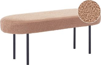 Beliani Panca Boucle Con Gambe In Metallo, Seduta Ovale Imbottita Marrone Chiaro Wolfeboro