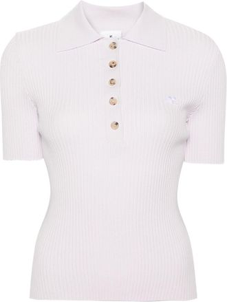 Courr&egrave;ges Ribbed-Knit Polo Shirt - Womens - Viscose/Polyester