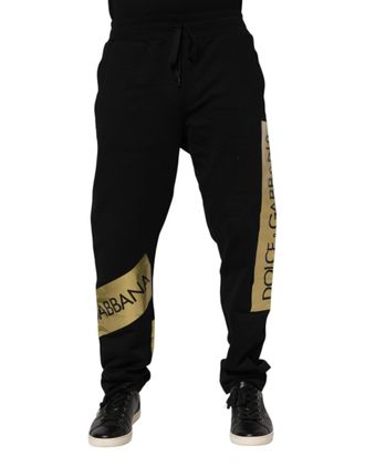 Dolce & Gabbana Mens Logo-Tape Cotton Joggers Black