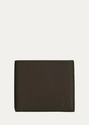 Saint Laurent Mens East-West YSL Bifold Wallet in Grained Leather