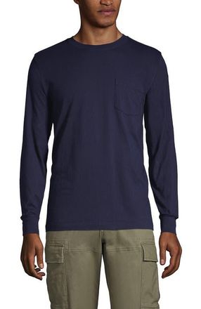 Lands End Super-T Long Sleeve T-Shirt with Pocket in Radiant Navy at Nordstrom, Size Xx-Large