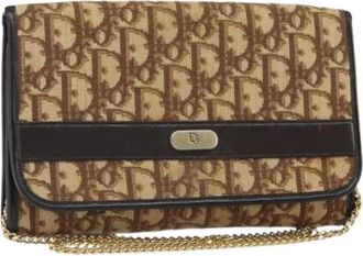Dior Pre-owned Vintage Trotter Canvas Schoudertas - Dames - Vintage Clutch - Beige - ONE Size - Leer - Vintage