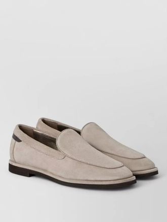 Brunello Cucinelli suede lace loafers round toe contrast trim