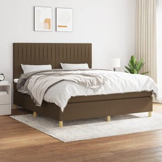 vidaXL Vidaxl - Cama Box Spring Con Colch&oacute;n Tela Marr&oacute;n Oscuro 180x200 Cm