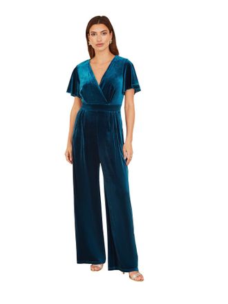 Yumi Teal Angel Velvet Jumpsuit Teal 12