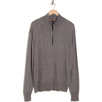 BOSS Amac Quarter Zip Sweater in Light/Pastel Grey at Nordstrom Rack, Size Small