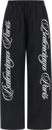 Balenciaga Cursive Reversible Pants - Dames - Straight fit broeken - Zwart - S - Nylon - Broeken