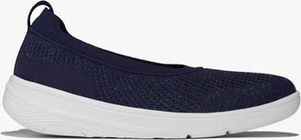 FitFlop Fitflop Super-q Knit Womens Ballerina Shoes Metallic Midnight Navy - Blue Textile - Size UK 7