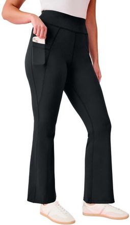 Roaman's Soft Sculpt Side Pocket Yoga Pants in Black at Nordstrom, Size 24