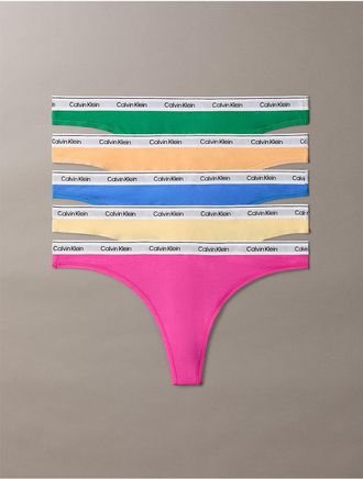 Calvin Klein Womens Icon Logo 5-Pack Thong - Multi - XL