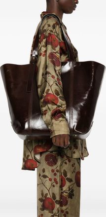 Golden Goose Calfskin Leather Tote Bag - Brown
