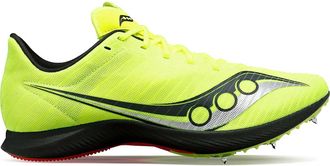 Saucony Womens Velocity Mp Spikes Shoes In Citron/black