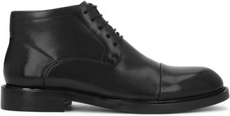 Kazar Lederen enkellaarsjes met neus en rits - Heren - Veterlaarzen - Zwart - 46 EU - Leer - Schoenen