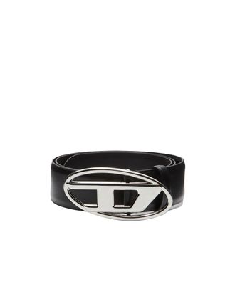Diesel Black Oval D Leather Belt
