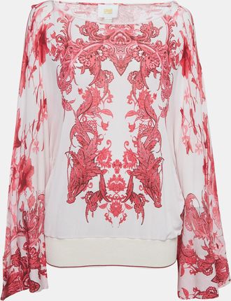 Roberto Cavalli Roberto Cavalli Pink Floral Print Jersey Kimono Top
