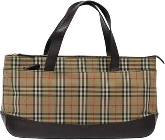 Burberry Pre-owned Handbags, female, Beige, Size: ONE SIZE Pre-owned Vintage Haymarket Check Tote Bag