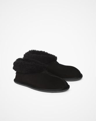 Celtic & Co. British Shearling Bootee Slippers in Black at Nordstrom, Size 11