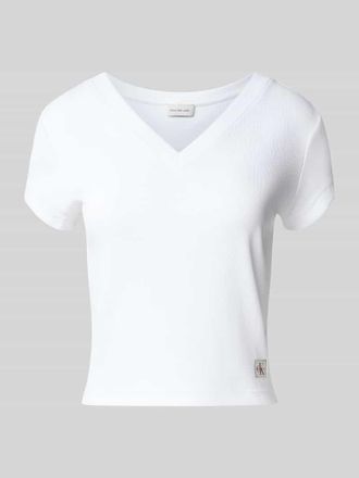 Calvin Klein Jeans T-Shirt mit Label-Detail in Weiss, Gr&ouml;&szlig;e M