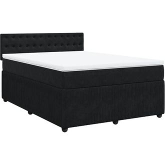 vidaXL Vidaxl - Cama Box Spring Con Colch&oacute;n Terciopelo Negro 160x200 Cm