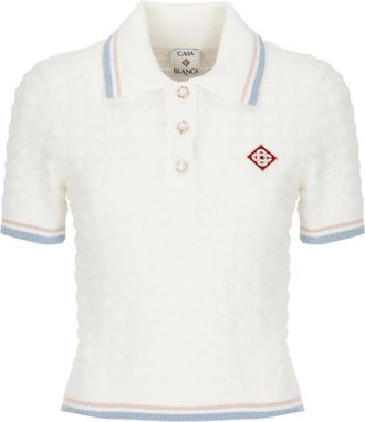 Casablanca Tennis Boucle Polo - female - Casablanca - Polo Shirts - White - S - Tops