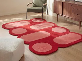 Vente-Unique Tappeto 100% lana lavorato a mano - Rosso ciliegia e rosa - 160 x 230 cm - 2100g/m&sup2; - NOLERA