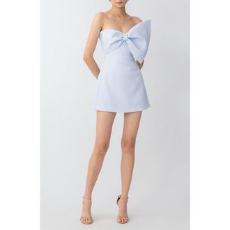 Sau Lee Elly Asymmetric Bow Sleeveless Minidress in Pastel Blue at Nordstrom Rack, Size 14
