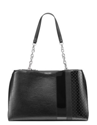 Calvin Klein New Triple Compartment Chain Tote Calvin Klein Womens New Triple Compartment Chain Tote, Black/Silver Relief, &Uacute;nico