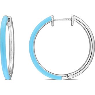 Delmar Enamel Hoop Earrings in Light Blue at Nordstrom Rack