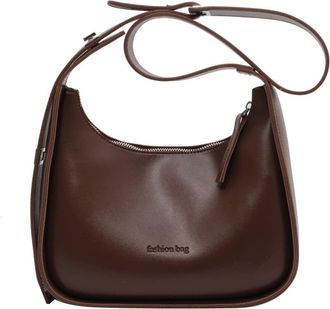 Generic Fashion Crossbody Bags for Women Leather Purses Handbag Casual Shoulder Bags with Zipper Trendy Underarm Bag (Brown)