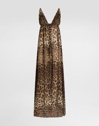 Dolce & Gabbana Leo-print Stretch Sheer Dress - Woman Collection Animal Print 36