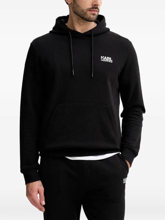Karl Lagerfeld drawstring logo-print hoodie - men - Fabric - S - Black