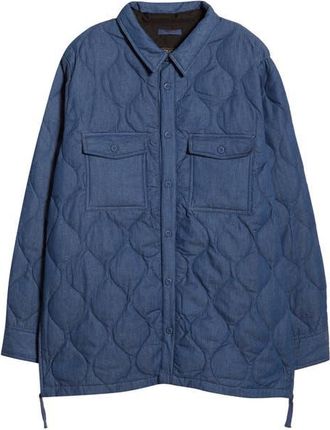TAION Military Quilted Packable Water Resistant 800 Fill Power Down Shirt Jacket in Indigo Denim at Nordstrom, Size Xx-Large
