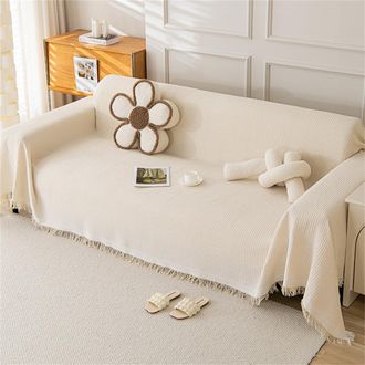 OEM Manta Grande Reversible Para Sof&aacute; (1/2/3/4 Plazas), Ligera Y Suave, Color Beige, 180x380 Cm