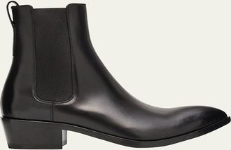 Tom Ford Mens Burnished Leather Chelsea Boots