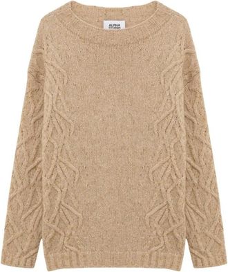 Alpha Studio Trui met ronde hals - Dames - Truien - Beige - Maat: L