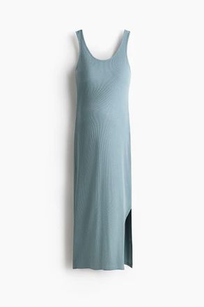 H&M Mama Ribbed Nursing Dress in Dusty Turquoise at Nordstrom, Size Xx-Large