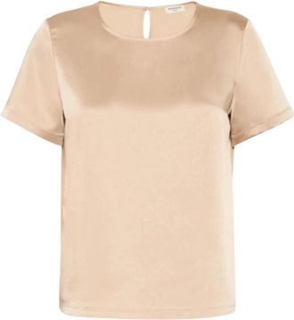 Max Mara Wkdgilbert Satijnen T-shirt - Dames - Blouses - Beige - XL - Satijn - Overhemden