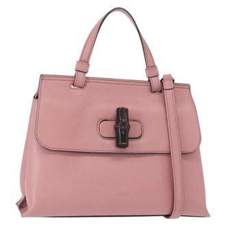 Gucci Bamboo Daily Top Handle Leather Pink Leather Handbag (Pre-Owned)