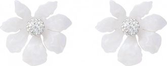 Lele Sadoughi Womens Mother Of Pearl Wallflower Button Earrings In White