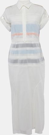 Sportmax White Cotton Pintuck Detail Midi Dress