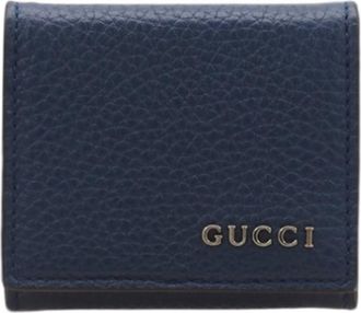 Gucci Blue Navy Leather Coin Purse/Coin Case (Pre-Owned)